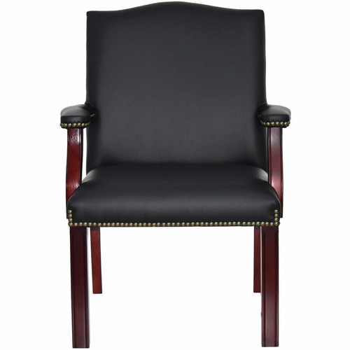 Lorell Deluxe Guest Chair - Black Seat Color - Bonded Leather Seat Material - Black Back Color - - (LLR68252)