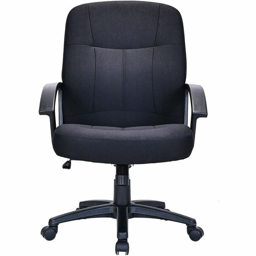 Lorell Executive Upholstered Mid-Back Chair - Black Seat Color - Fabric Seat Material - Black Back (LLR84552)