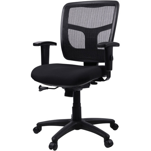 Lorell Ergomesh Managerial Mesh Mid-back Chair - Black Seat Color - Fabric Seat Material - Black - (LLR86209)