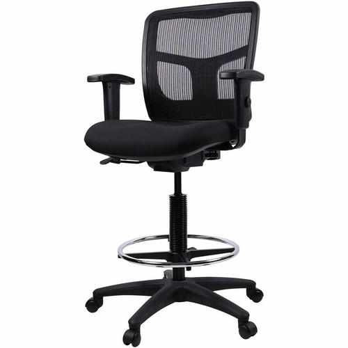 Lorell Ratchet Back Mesh Mid-Back Stool - Black Seat Color - Fabric Seat Material - Black Back - - (LLR86801)