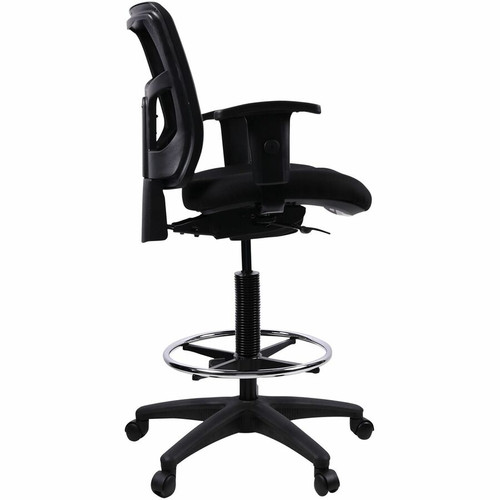 Lorell Ratchet Back Mesh Mid-Back Stool - Black Seat Color - Fabric Seat Material - Black Back - - (LLR86801)