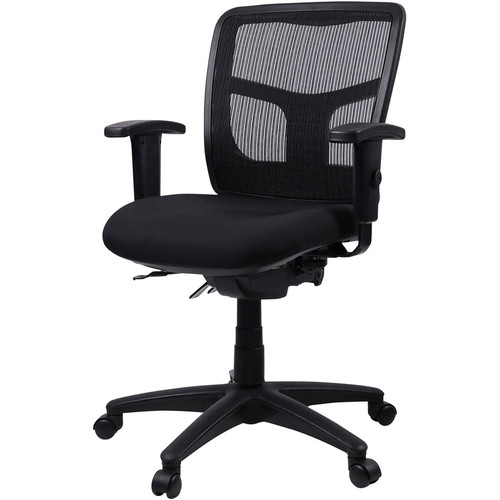 Lorell Ergomesh Swivel Mesh Mid-back Office Chair - Black Seat Color - Fabric Seat Material - Black (LLR86802)