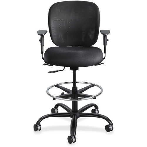 Safco Vue Heavy-duty Stool - Black Seat Color - Fabric Seat Material - Black Back Color - Mesh Back (SAF3394BL)