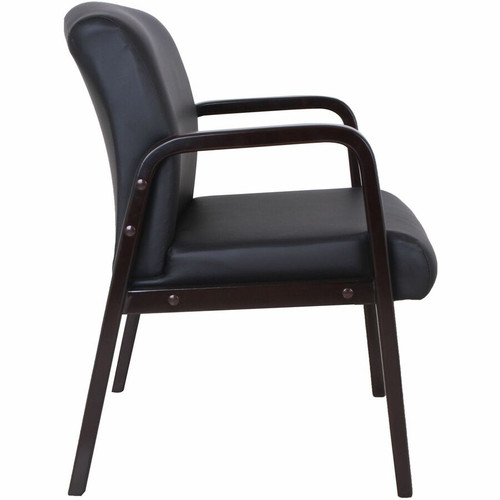 Lorell Upholstered Guest Chair - Black Seat Color - Bonded Leather Seat Material - Black Back Color (LLR40201)