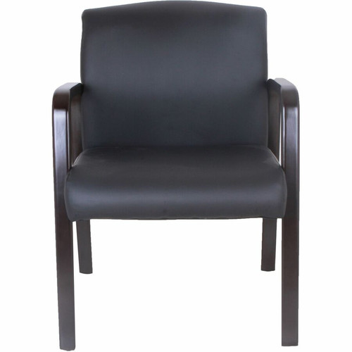 Lorell Upholstered Guest Chair - Black Seat Color - Bonded Leather Seat Material - Black Back Color (LLR40201)