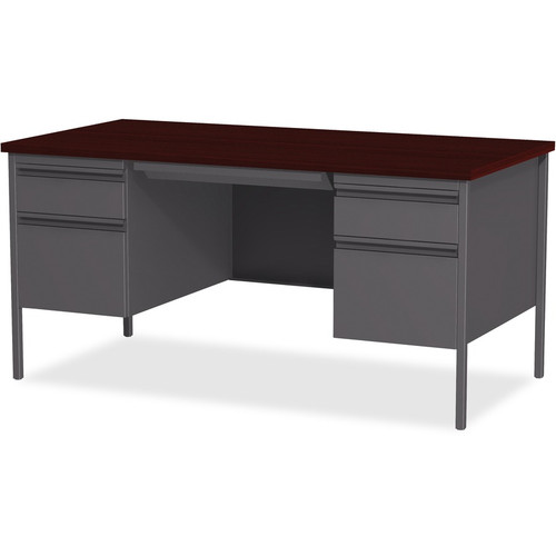 Lorell Fortress Series Double-Pedestal Desk - Rectangle Top - 60" Table Top Width x 30" Table Top x (LLR60928)