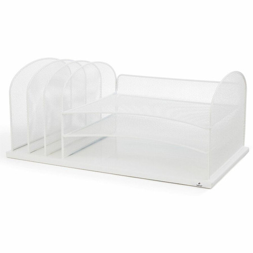 Safco Onyx 3 Tray/3 Upright Section Desk Organizer - 8.25" Height x 19.50" Width x 11.50" Depth - - (SAF3254WH)