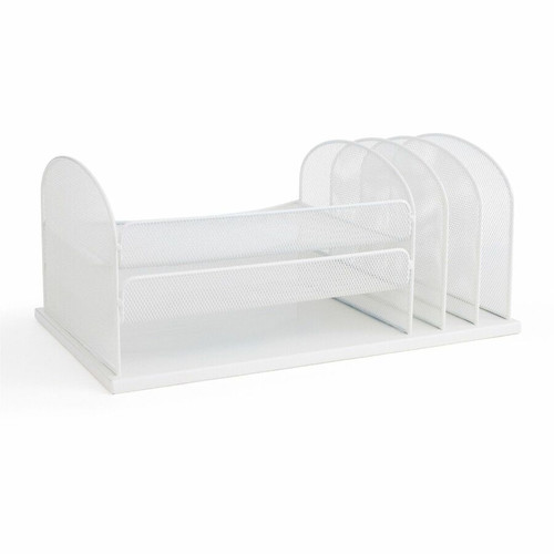 Safco Onyx 3 Tray/3 Upright Section Desk Organizer - 8.25" Height x 19.50" Width x 11.50" Depth - - (SAF3254WH)