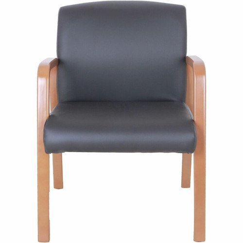 Lorell Upholstered Guest Chair - Black Seat Color - Bonded Leather Seat Material - Black Back Color (LLR20026)