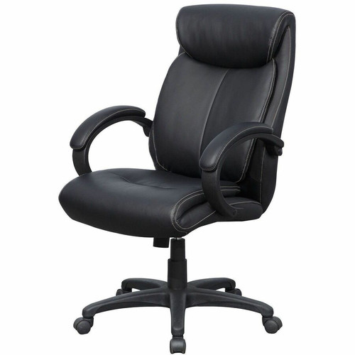 Lorell Executive High-Back Office Chair - Black Seat Color - Bonded Leather Seat Material - Black - (LLR59497)