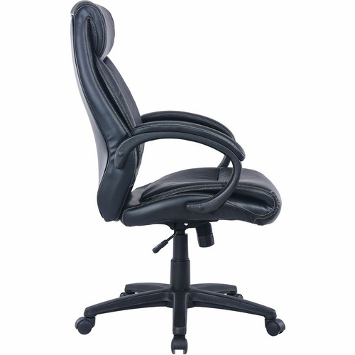 Lorell Executive High-Back Office Chair - Black Seat Color - Bonded Leather Seat Material - Black - (LLR59497)