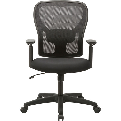 Lorell Mid-back Task Chair - Black Seat Color - Fabric Seat Material - Black Back Color - Mesh Back (LLR83307)