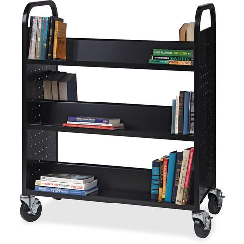 Lorell Double-sided Book Cart - 6 Shelf - Round Handle - 5" Caster Size - Steel - 38" Width x 18" x (LLR99931) Lorell Double-sided Book Cart - 6 Shelf - Round Handle - 5" Caster Size - Steel - 38" Width x 18" x (LLR99931)