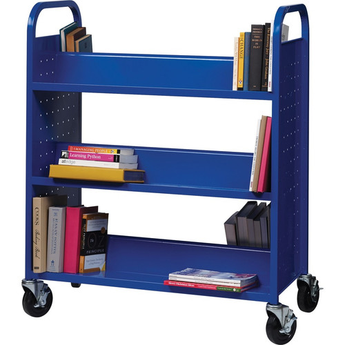 Lorell Double-sided Book Cart - 6 Shelf - Round Handle - 5" Caster Size - Steel - 38" Width x 18" x (LLR99932) Lorell Double-sided Book Cart - 6 Shelf - Round Handle - 5" Caster Size - Steel - 38" Width x 18" x (LLR99932)