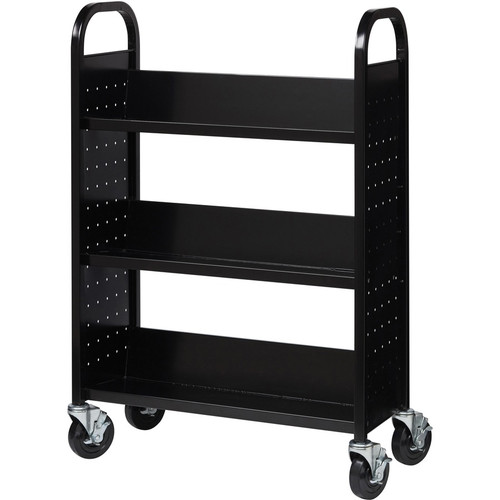 Lorell Single-sided Book Cart - 3 Shelf - Round Handle - 5" Caster Size - Steel - 32" Width x 14" x (LLR99933) Lorell Single-sided Book Cart - 3 Shelf - Round Handle - 5" Caster Size - Steel - 32" Width x 14" x (LLR99933)