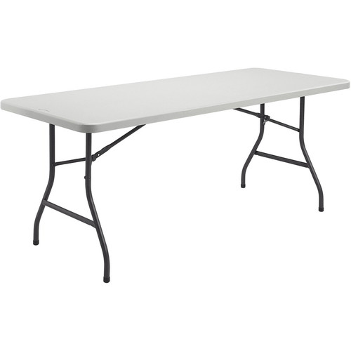Lorell Ultra-Lite Banquet Table - Light Gray Rectangle Top - Dark Gray Base - 600 lb Capacity - 96" (LLR66654)