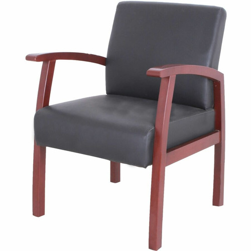 Lorell Thickly Padded Guest Chair - Mahogany Frame Color - Wood Frame Material - Four-legged Base - (LLR68556)