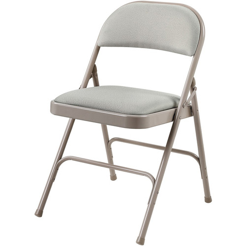 Lorell Padded Folding Chairs - Beige Seat Color - Fabric Seat Material - Beige Back Color - Fabric (LLR62533)