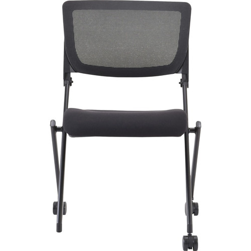 Lorell Mobile Mesh Back Nesting Chairs - Black Seat Color - Fabric Seat Material - Metal Frame - 2 (LLR41846)