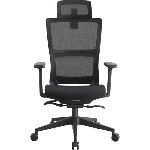 Lorell Mesh High-Back Chair w/Headrest - Black Seat Color - Black Back Color - Mesh Back Material - (LLR81998)