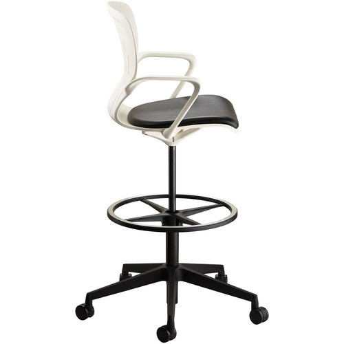Safco Shell Extended-Height Chair - Black Vinyl Seat Color - Plastic Seat Material - White Back - - (SAF7014WH)