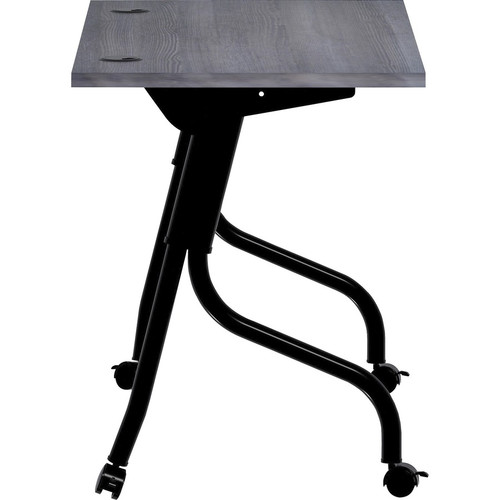 Lorell Flip Top Training Table - Charcoal Rectangle, Melamine Top - Black Four Leg Base - 4 Legs x (LLR59489)