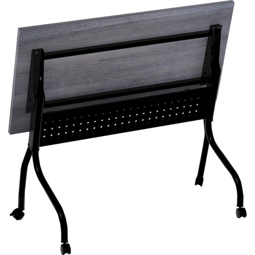 Lorell Flip Top Training Table - Charcoal Rectangle, Melamine Top - Black Four Leg Base - 4 Legs x (LLR59489)