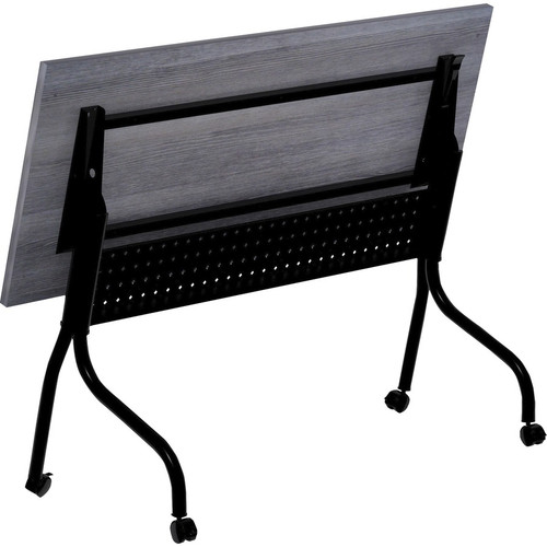 Lorell Flip Top Training Table - Charcoal Rectangle, Melamine Top - Black Four Leg Base - 4 Legs x (LLR59487)
