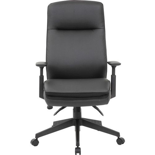 Lorell Soft High-back Executive Office Chair - Black Seat Color - Vinyl Seat Material - Black Back (LLR03206)