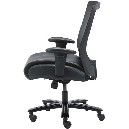 Lorell Heavy-duty Mesh Back Task Chair - Black Seat Color - Leather, Polyurethane Seat Material - - (LLR03207)