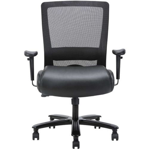 Lorell Heavy-duty Mesh Back Task Chair - Black Seat Color - Leather, Polyurethane Seat Material - - (LLR03207)