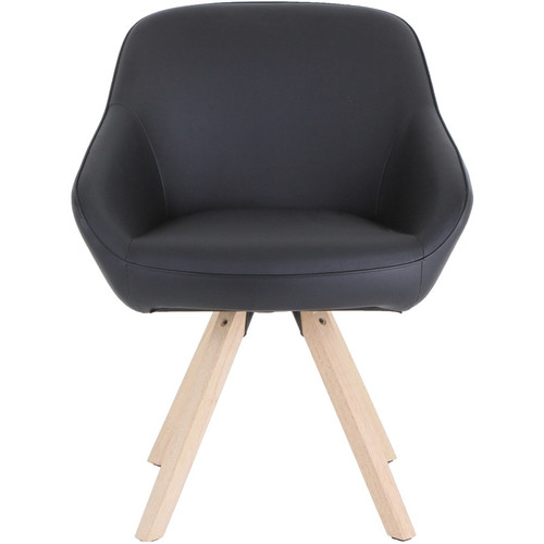 Lorell Natural Wood Legs Modern Guest Chair - Four-legged Base - Black - 1 Each (LLR68564)