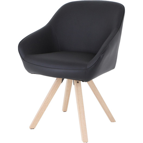 Lorell Natural Wood Legs Modern Guest Chair - Four-legged Base - Black - 1 Each (LLR68564)