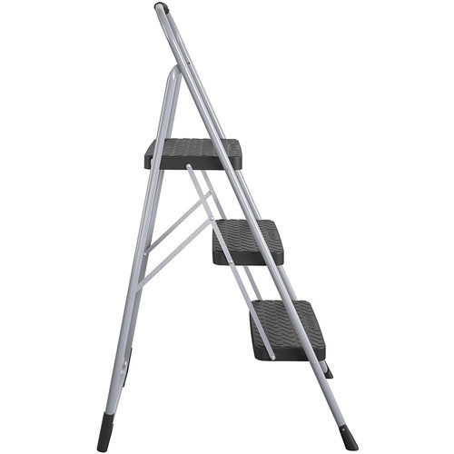 Cosco Ultra-Thin 3-Step Ladder - 3 Step - 200 lb Load Capacity52.8" Height - Black, Platinum (CSC11408PBL1E)