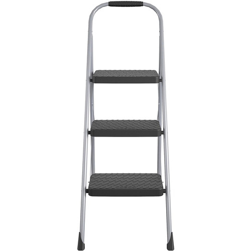Cosco Ultra-Thin 3-Step Ladder - 3 Step - 200 lb Load Capacity52.8" Height - Black, Platinum (CSC11408PBL1E)