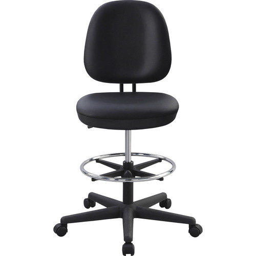 Lorell Contoured Back Stool - Vinyl, Plastic Seat Material - Vinyl, Plastic Back Material - 5-star (LLR62627)
