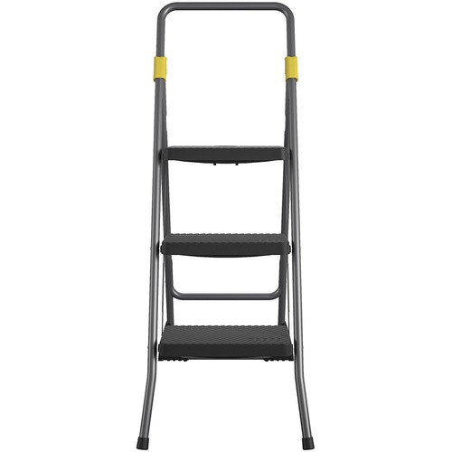 Cosco Steel 3-Step Folding Step Stool - 3 Step - 300 lb Load Capacity - 14.5" Width x 12.3" Depth x (CSC11839GGO)