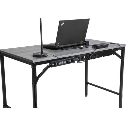 Safco Simple Study Desk - Neowalnut Rectangle, Laminated Top - Black Powder Coat Four Leg Base - 4 (SAF5272BLWL)