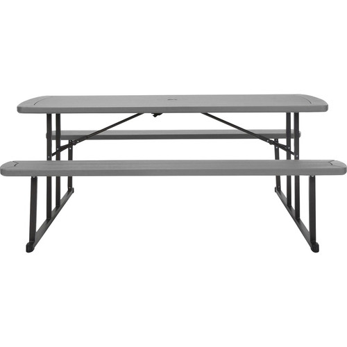 Cosco Folding Picnic Table - Taupe Top - 800 lb Capacity - 72" Table Top Width x 57" Table Top - - (CSC87902DGR1E)