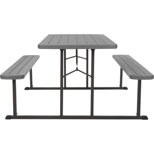 Cosco Folding Picnic Table - Taupe Top - 800 lb Capacity - 72" Table Top Width x 57" Table Top - - (CSC87902DGR1E)