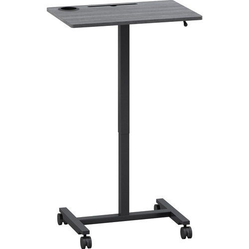 Lorell Height-adjustable Mobile Desk - Weathered Charcoal Laminate Top - Powder Coated Base - - 30" (LLR84837)