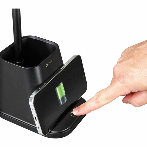 OttLite Merge LED Desk Lamp - LED Bulb - ClearSun LED, Adjustable Brightness, USB Charging, Qi - - (OTTCS7QAK1W)