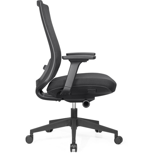 Lorell Mid-back Mesh Chair - Mid Back - 5-star Base - Black - Armrest - 1 Each (LLR42180)