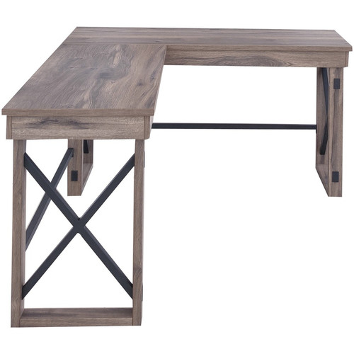 LYS L-Shaped Industrial Desk - L-shaped Top - 200 lb Capacity - 52.13" Table Top Width x 19.75" Top (LYSDK100LRGK)