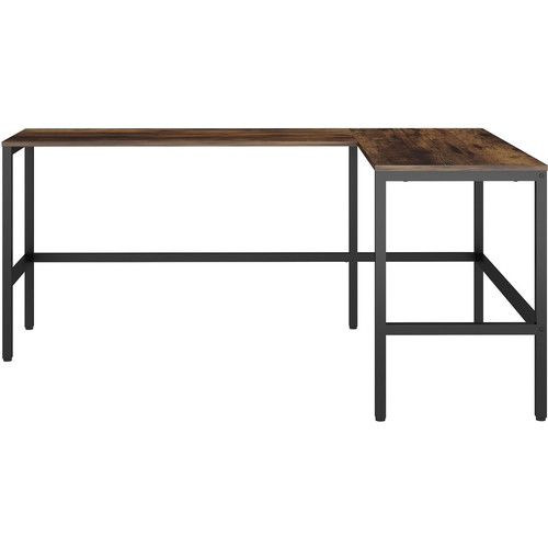 NuSparc L-Shaped Metal Frame Desk - Vintage Oak L-shaped, Black Top - Contemporary Style - 200 lb - (NPRDK102RRRK)