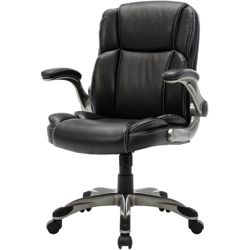 NuSparc Leather Rolling Chair - Mid Back - 5-star Base - Black - Bonded Leather - Armrest - 1 Each (NPRCH101LABK) NuSparc Leather Rolling Chair - Mid Back - 5-star Base - Black - Bonded Leather - Armrest - 1 Each (NPRCH101LABK)