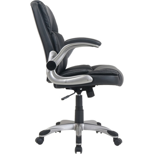 NuSparc Leather Rolling Chair - Mid Back - 5-star Base - Black - Bonded Leather - Armrest - 1 Each (NPRCH101LABK)