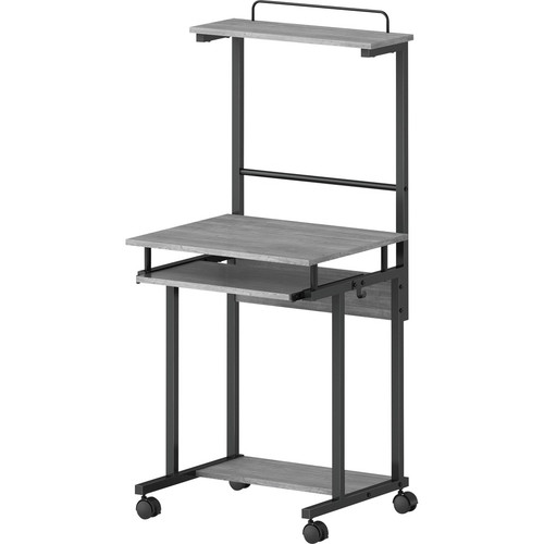 NuSparc Mobile Computer Workstation w/Keybrd Tray - Weathered Charcoal Laminate, Black Top - 110 lb (NPRWS100AMWC)
