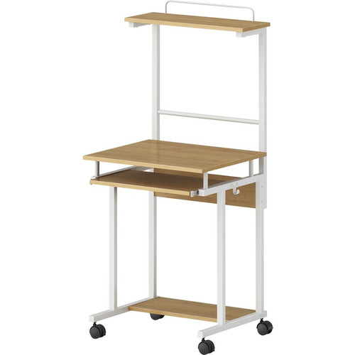 NuSparc Mobile Computer Workstation w/Keybrd Tray - Maple, White Top - 110 lb Capacity - 23.60" Top (NPRWS100AMME)