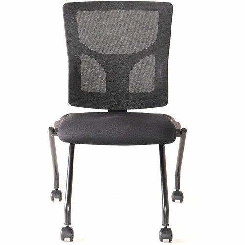 Lorell Conjure Mesh Training Chairs - Polyurethane, Molded Foam, Fabric Seat Material - Black - 2 / (LLR62020)
